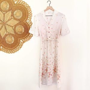 Vintage 1950s Retro Cottagecore Dress, Mid Century Boho Fairy Floral Shirt Dress